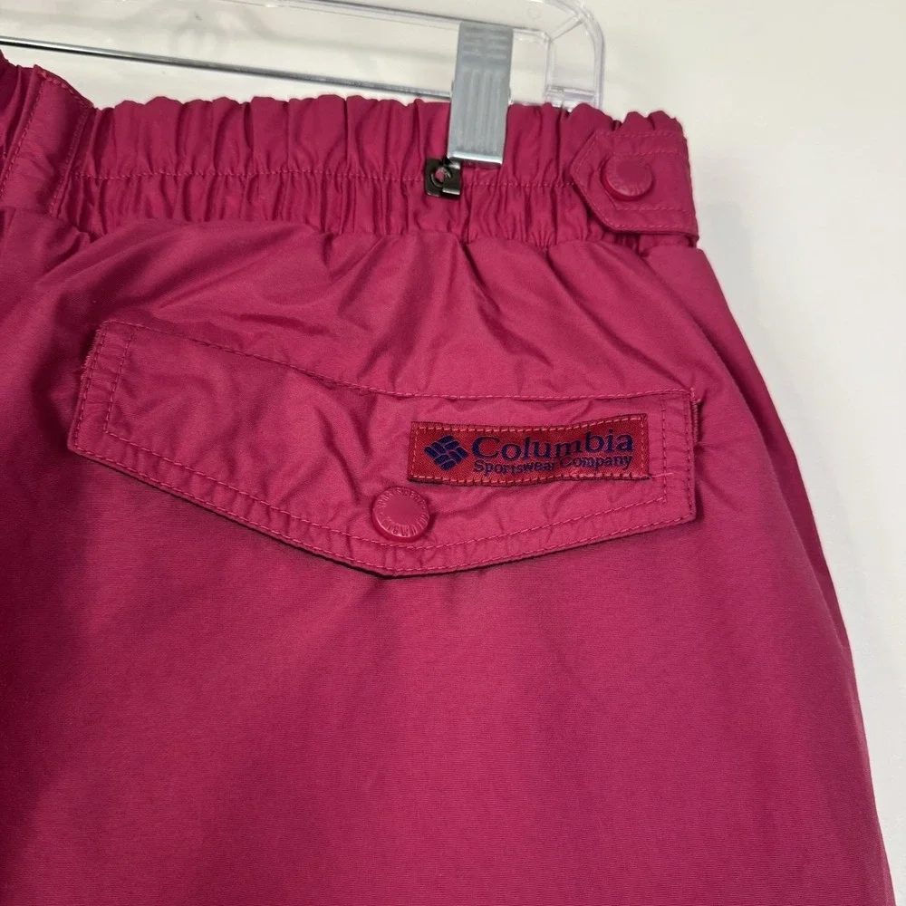 Columbia Ski Snow Pants Women XL Magenta‎ Pink Vintage Nylon Reinforced Cuffs